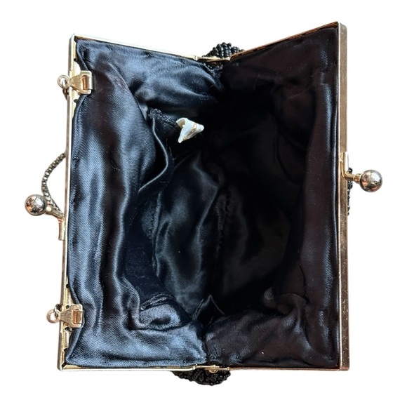 Walborg Black Beaded Purse w/ Chain Strap | Made in Hong Kong - Picture 4 of 5